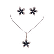 Flowering Midnight Bloom Sparkle Sterling Silver Jewelry Set