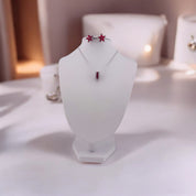 Radiant Red Flower Blossom Sterling Silver Jewelry Set