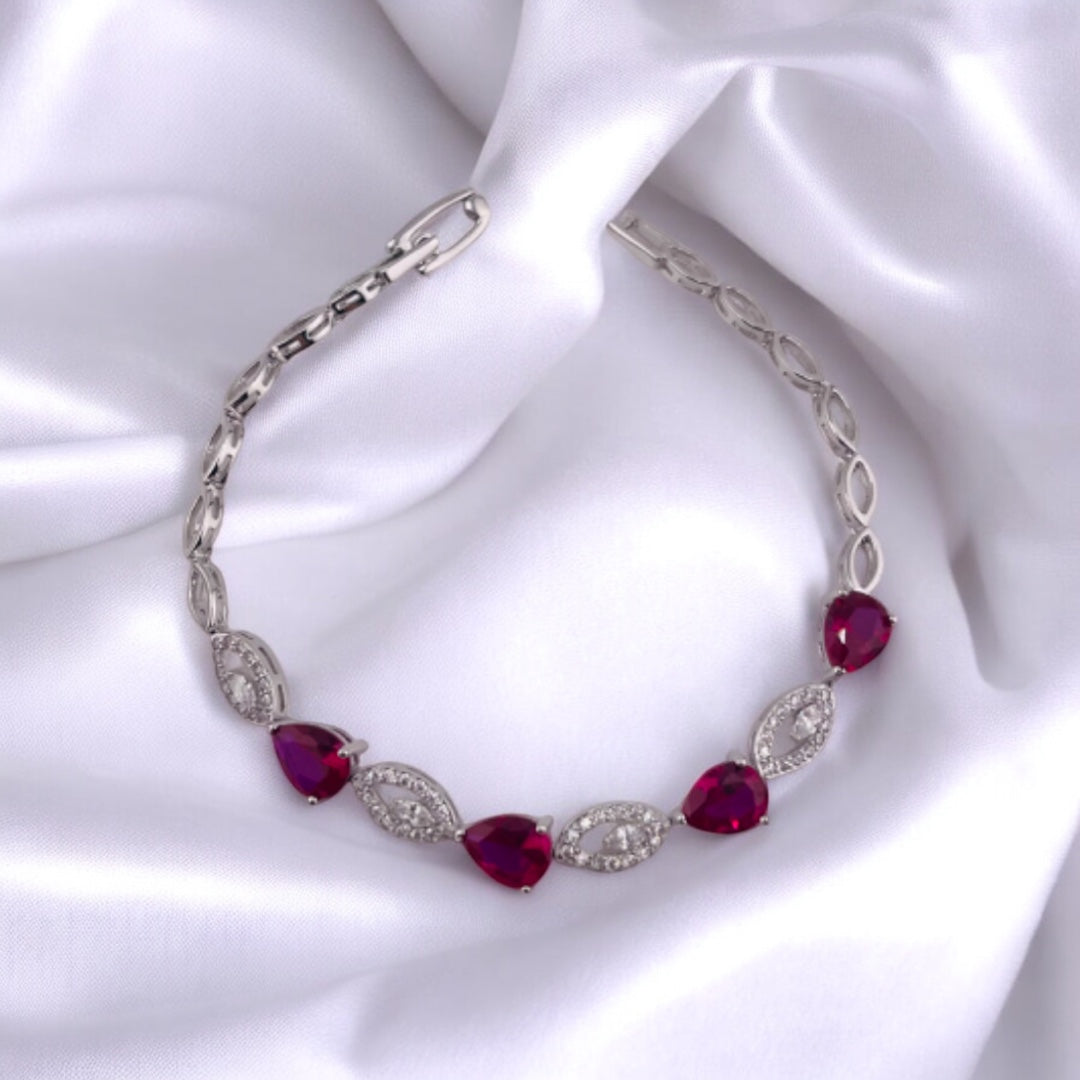 Blush Sparkle Pink & Diamond-Like Zirconia Sterling Silver Bracelet