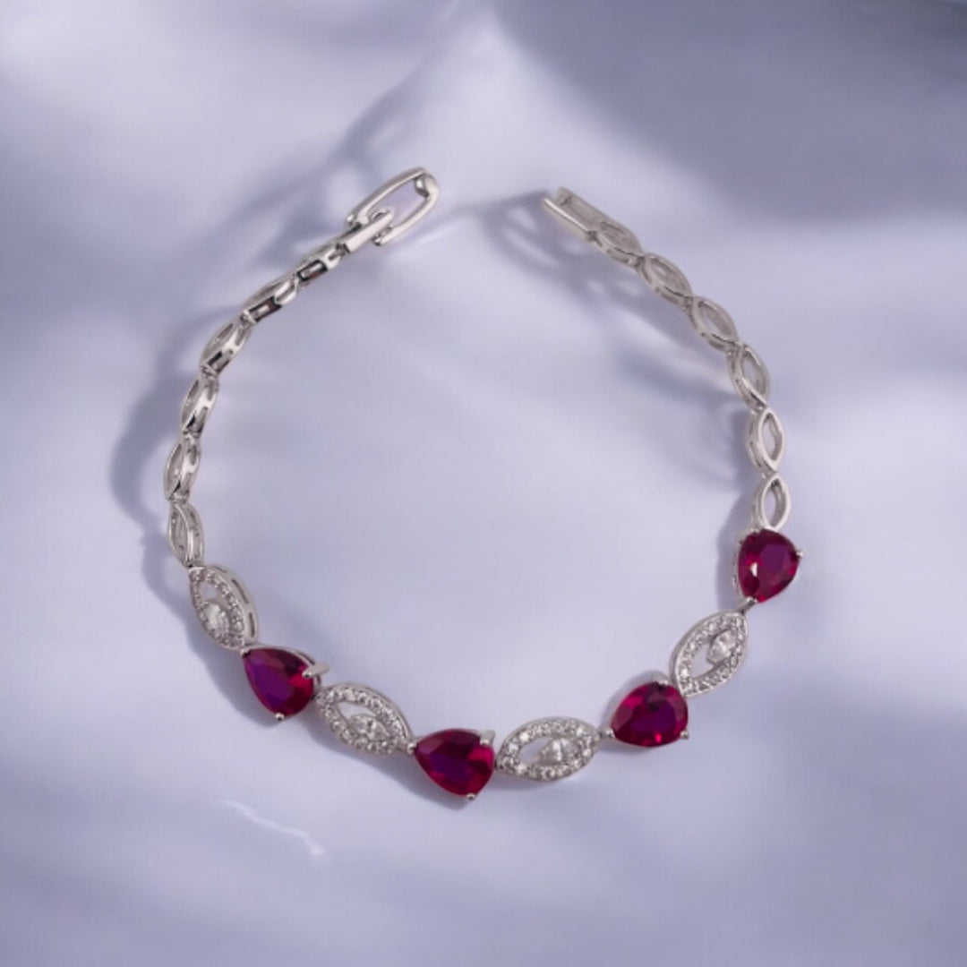 Blush Sparkle Pink & Diamond-Like Zirconia Sterling Silver Bracelet