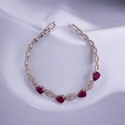 Blush Sparkle Pink & Diamond-Like Zirconia Sterling Silver Bracelet