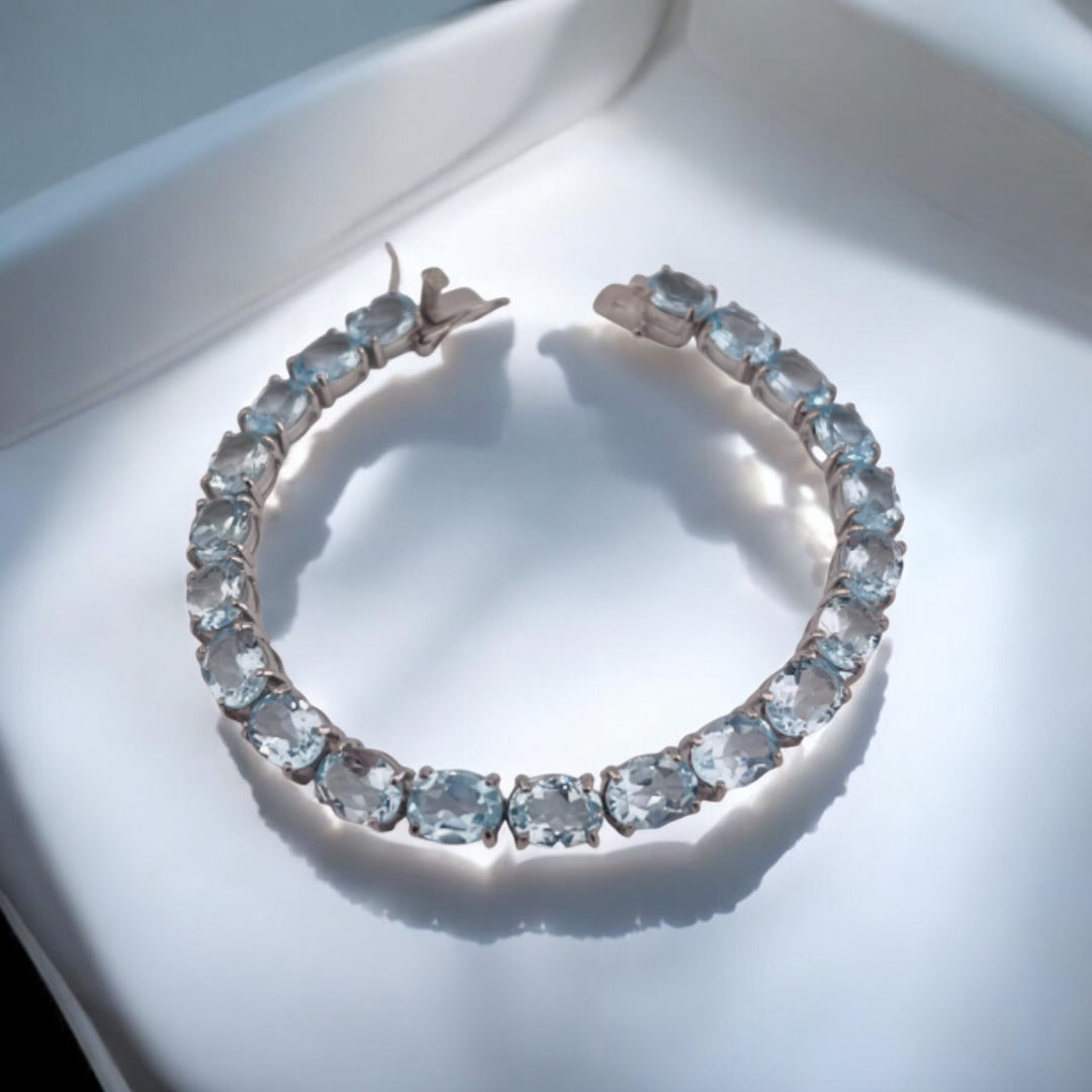 Sky Blue Topaz Sterling Silver Bracelet – Bold Elegance