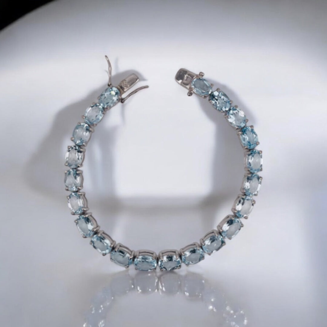 Sky Blue Topaz Sterling Silver Bracelet – Bold Elegance