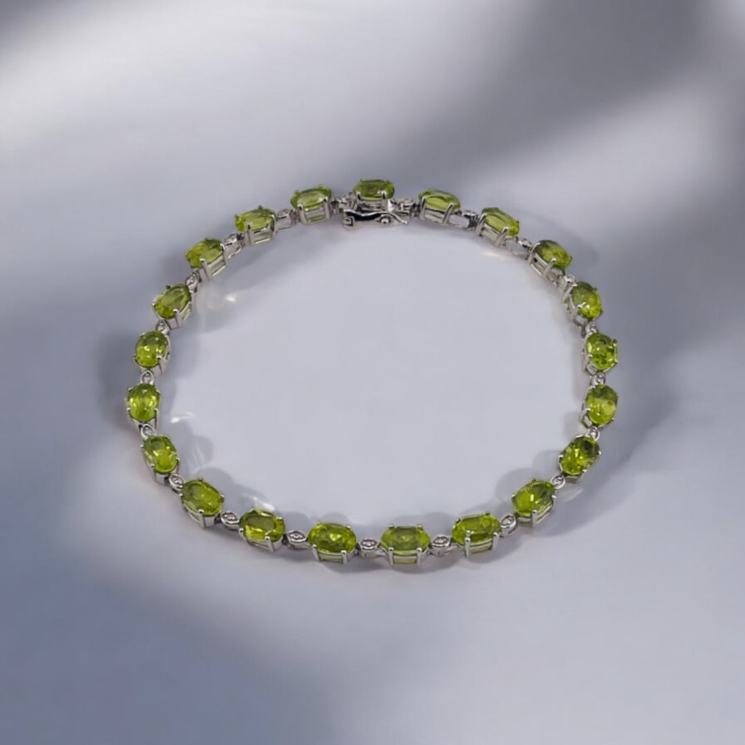 Peridot & Diamond Accent Bracelet – Mint Green Elegance