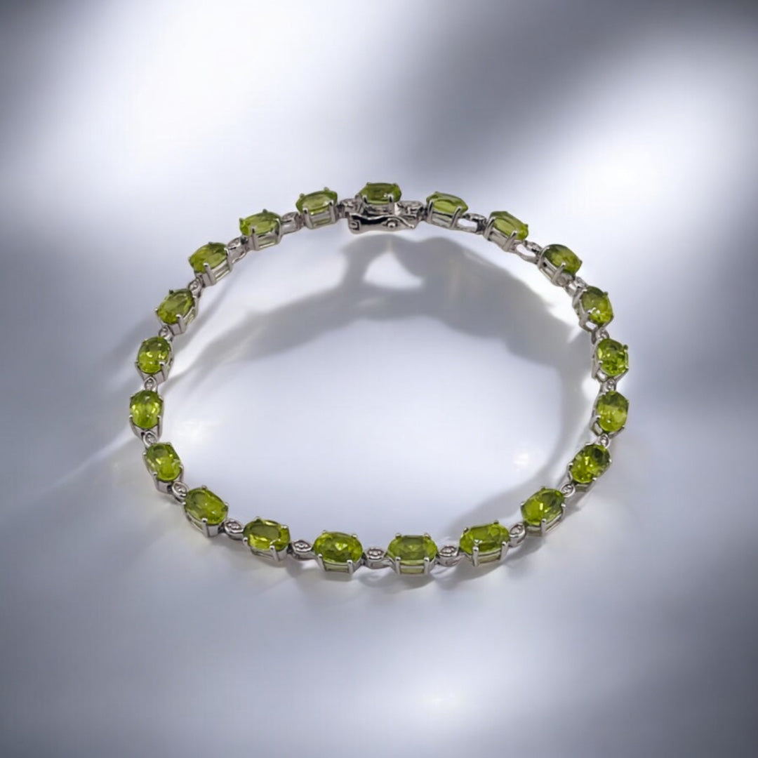 Peridot & Diamond Accent Bracelet – Mint Green Elegance