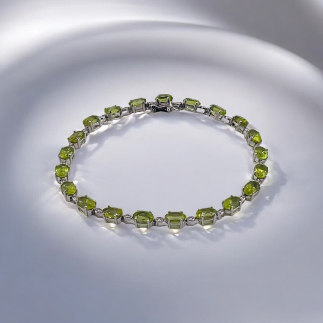 Peridot & Diamond Accent Bracelet – Mint Green Elegance