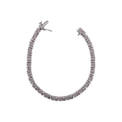 925 Sterling Silver Diamond Tennis Bracelet – Circle & Linear Design