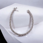 925 Sterling Silver Diamond Tennis Bracelet – Circle & Linear Design