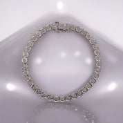 925 Sterling Silver Diamond Tennis Bracelet – Square & Round Design