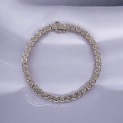 925 Sterling Silver Diamond Tennis Bracelet – Square & Round Design