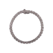 925 Sterling Silver Diamond Tennis Bracelet – Square & Round Design