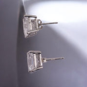 Square Cut Stud Earrings Sterling Silver Zirconia