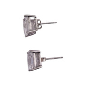 Square Cut Stud Earrings Sterling Silver Zirconia