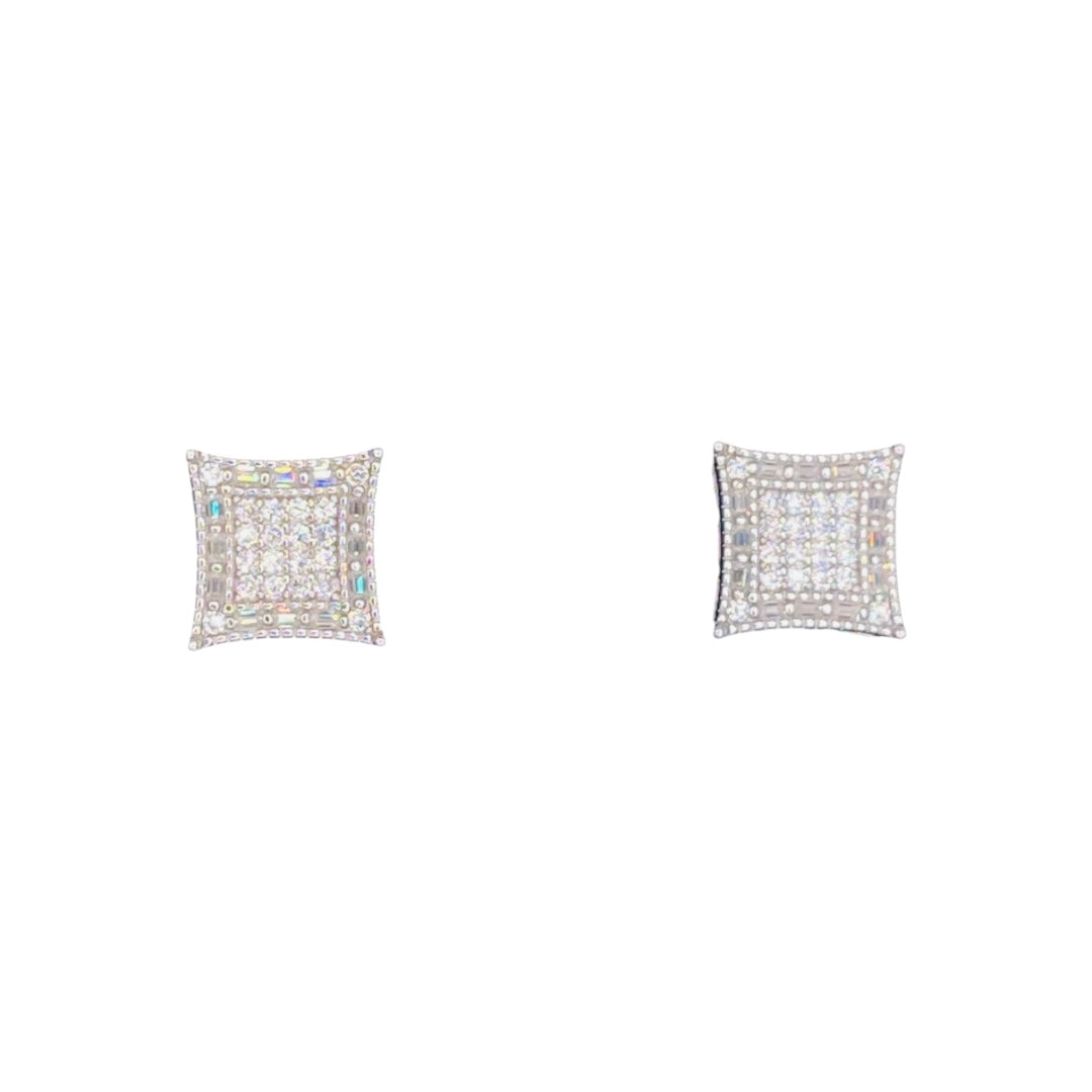 Timeless Radiance Moissanite Square Cluster Sterling Silver Stud Earrings