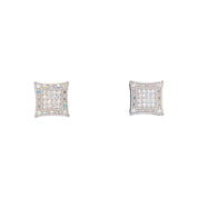 Timeless Radiance Moissanite Square Cluster Sterling Silver Stud Earrings