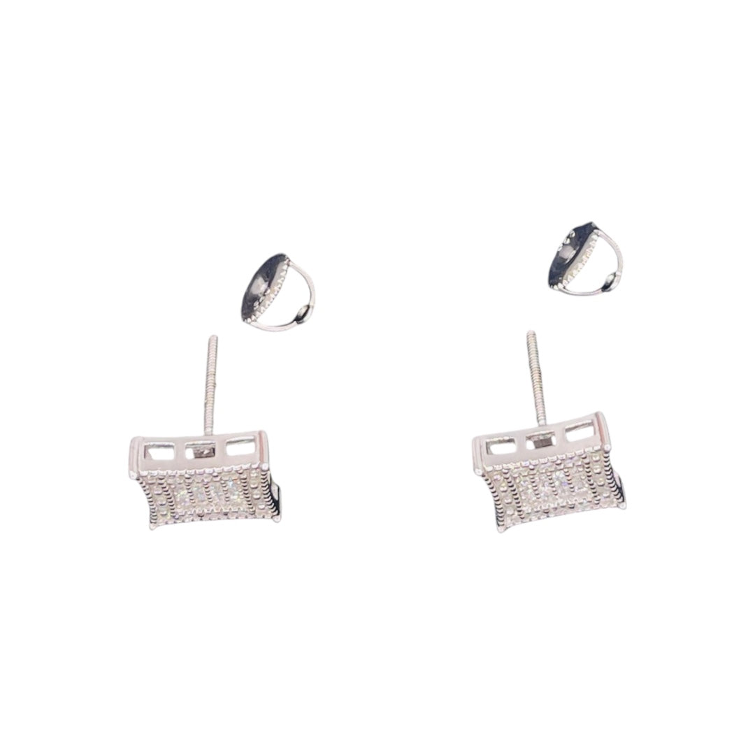 Timeless Radiance Moissanite Square Cluster Sterling Silver Stud Earrings