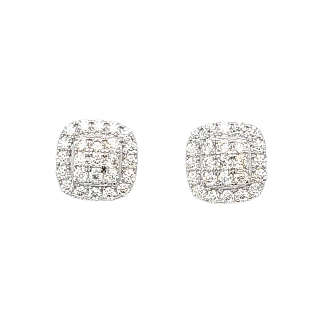 Moissanite Square Cluster Sterling Silver Eternal Brilliance Stud Earrings