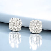 Moissanite Square Cluster Sterling Silver Eternal Brilliance Stud Earrings