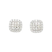 Moissanite Square Cluster Sterling Silver Eternal Brilliance Stud Earrings