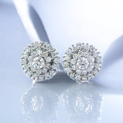 Moissanite Round Cluster Sterling Silver Celestial Glow Stud Earrings