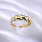 Gold-Plated, Sterling Silver, Adjustable Ring, Two-Tone, Loop Twist, Perfect Gift