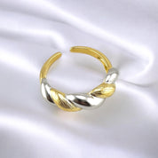 Gold-Plated, Sterling Silver, Adjustable Ring, Two-Tone, Loop Twist, Perfect Gift