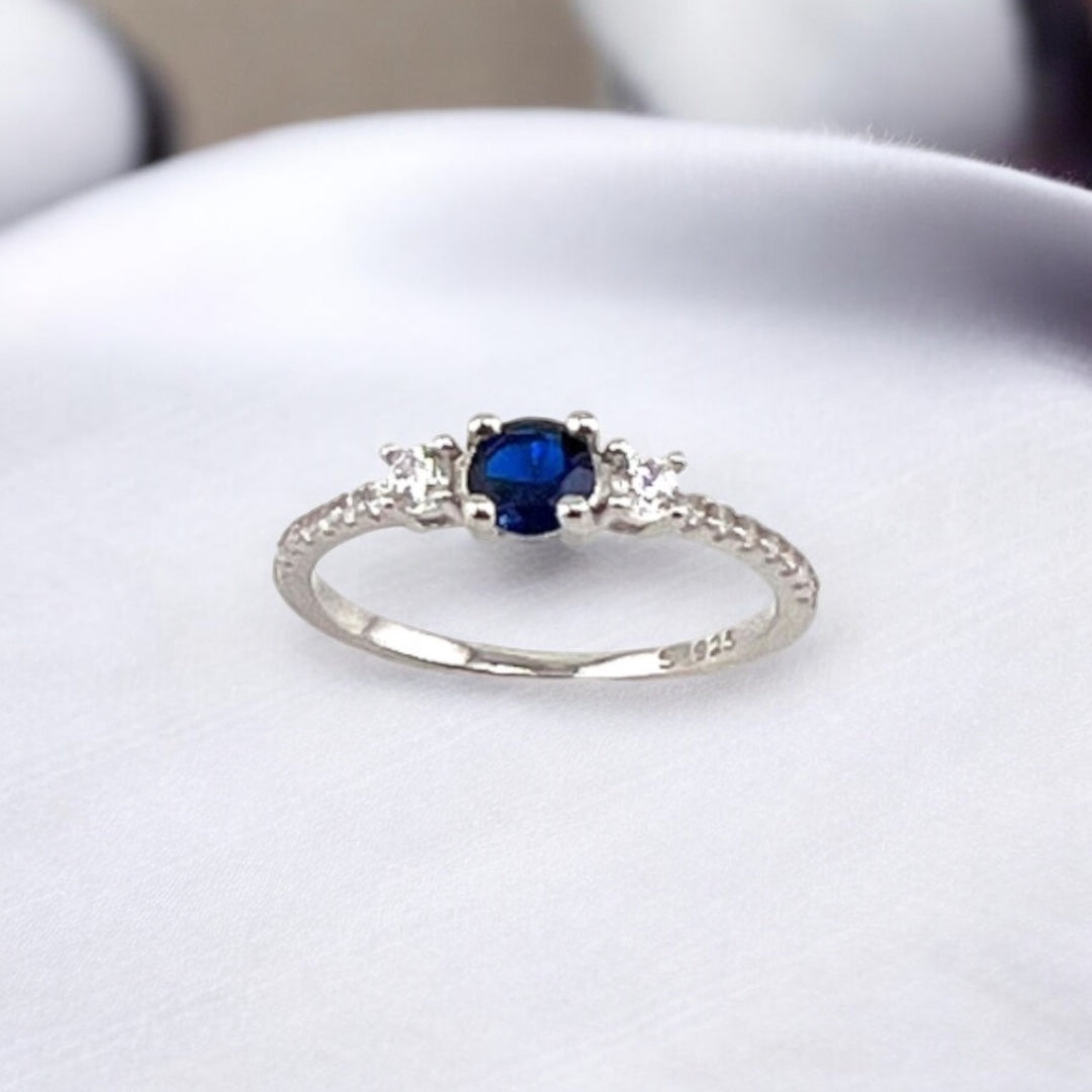 Sterling Silver, Zircon, Ring, Round Cut, Blue, Engagement Ring, Perfect Gift