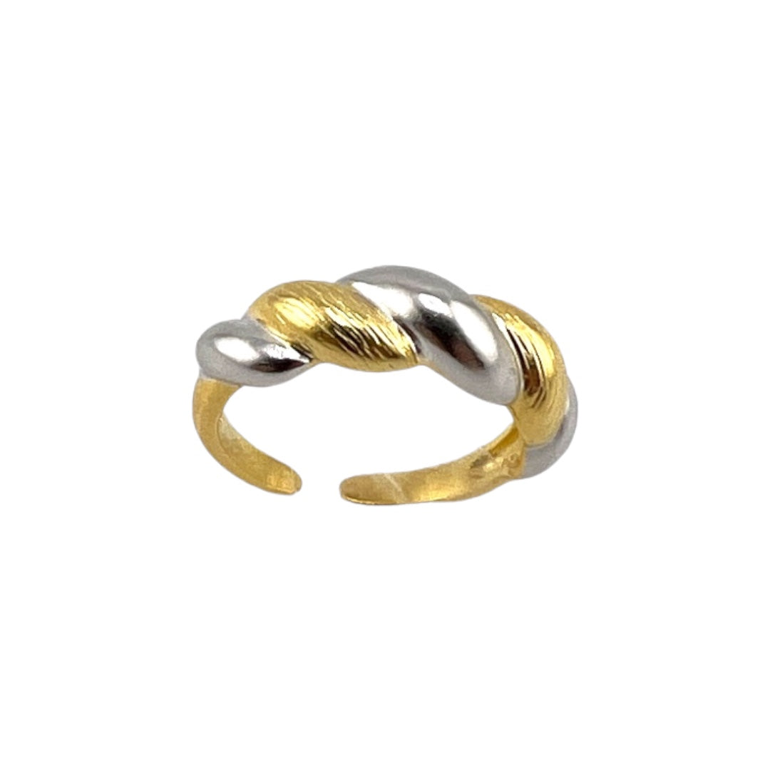 Gold-Plated, Sterling Silver, Adjustable Ring, Two-Tone, Loop Twist, Perfect Gift