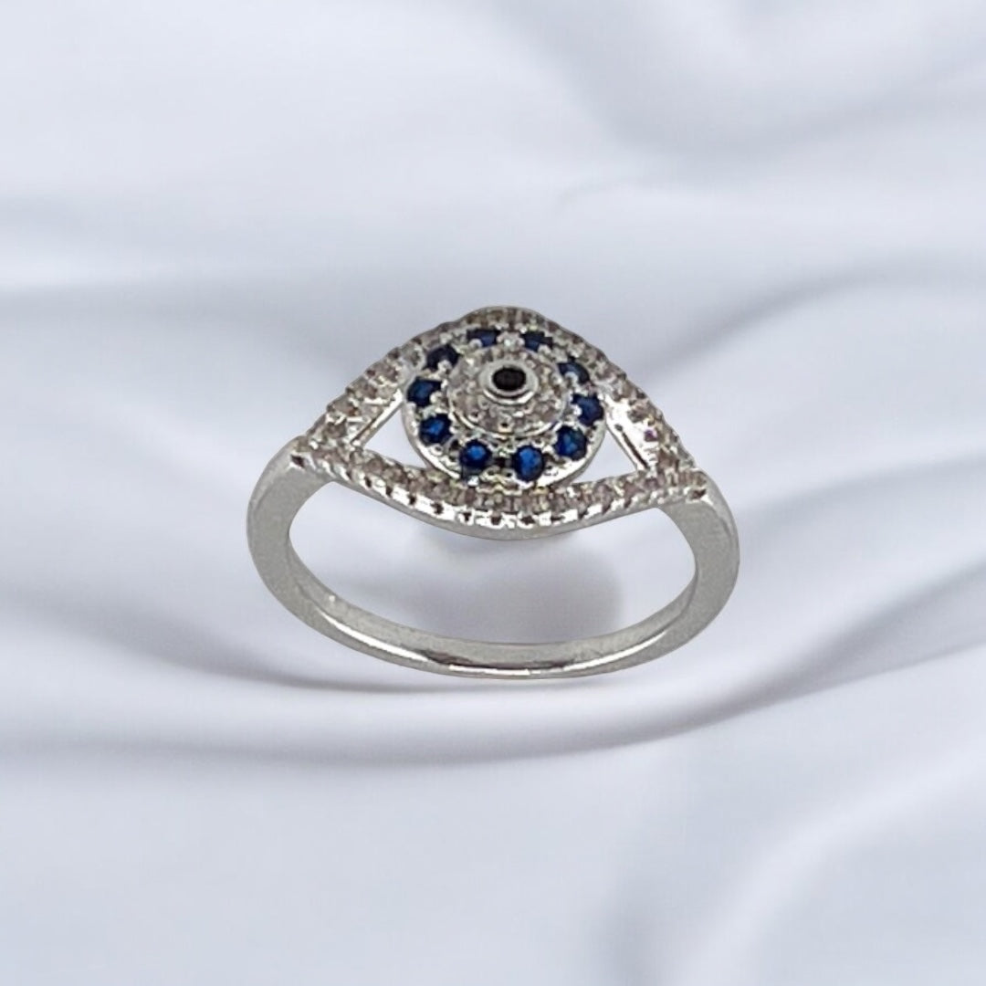 Sterling Silver, Zircon, Evil Eye, Ring, Blue, Talisman, Protection Jewelry