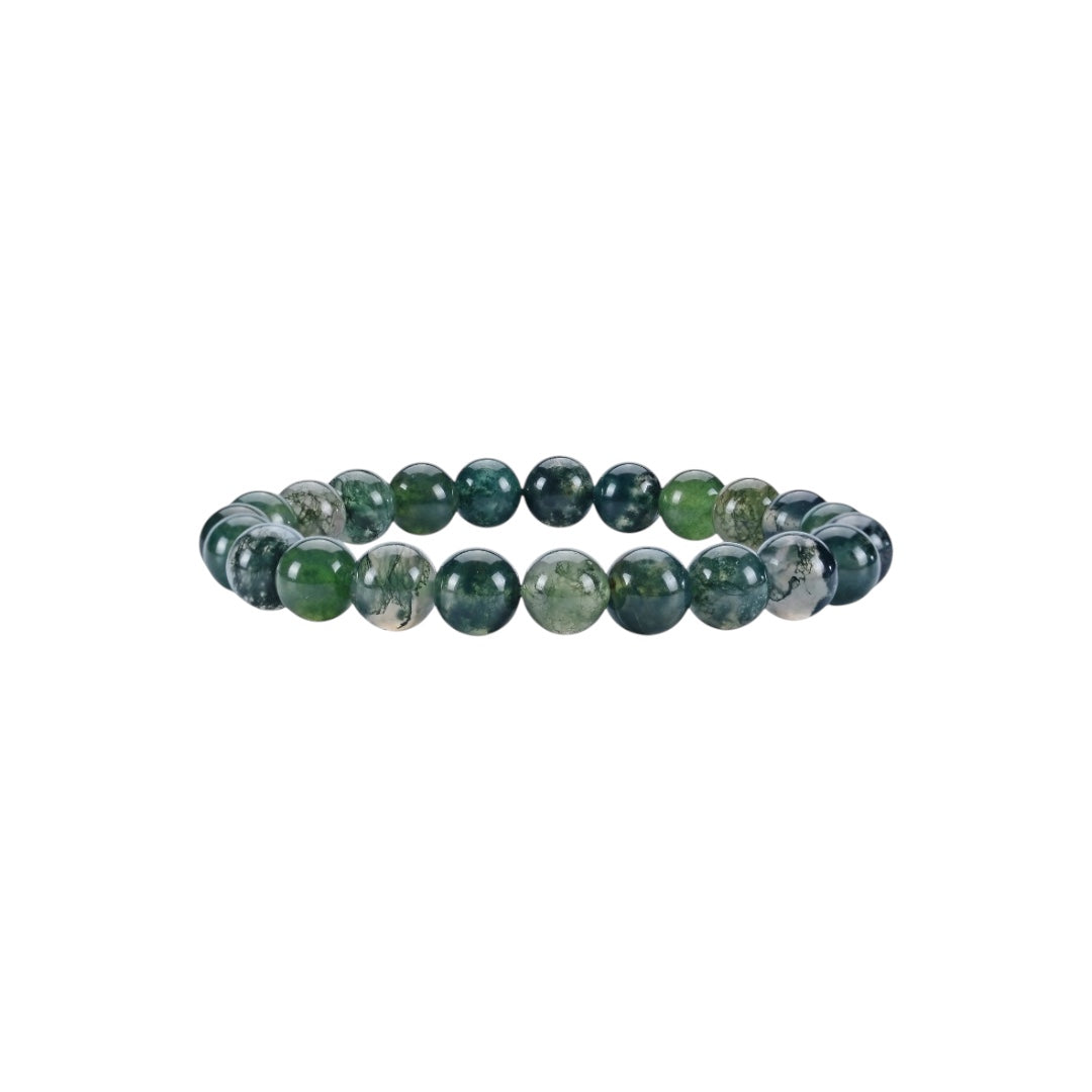 Moss Agate Beaded Bracelet Stretchable