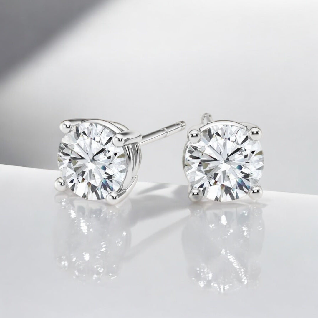 Sterling Silver Zirconia Stud Earrings