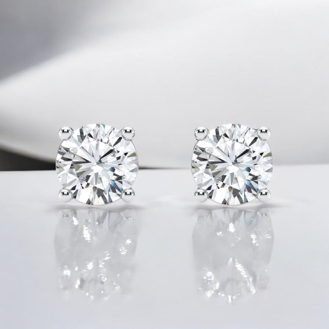 Sterling Silver Zirconia Stunning Stud Round Earrings