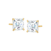 Square Cut Stud Earrings Gold Finish Sterling Silver Zirconia