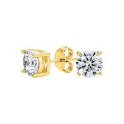 Sterling Silver Zirconia Gold Finish Stud Round Earrings