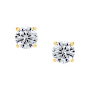 Sterling Silver Zirconia Gold Finish Stud Round Earrings