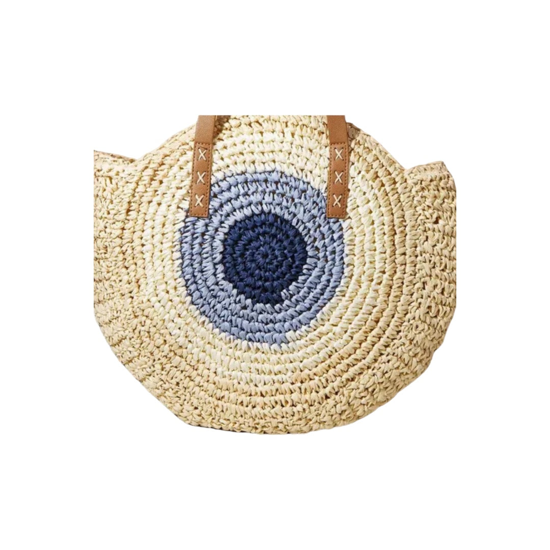 Round Retreat Straw Bag - Casual Chic Handbag for All Seasons