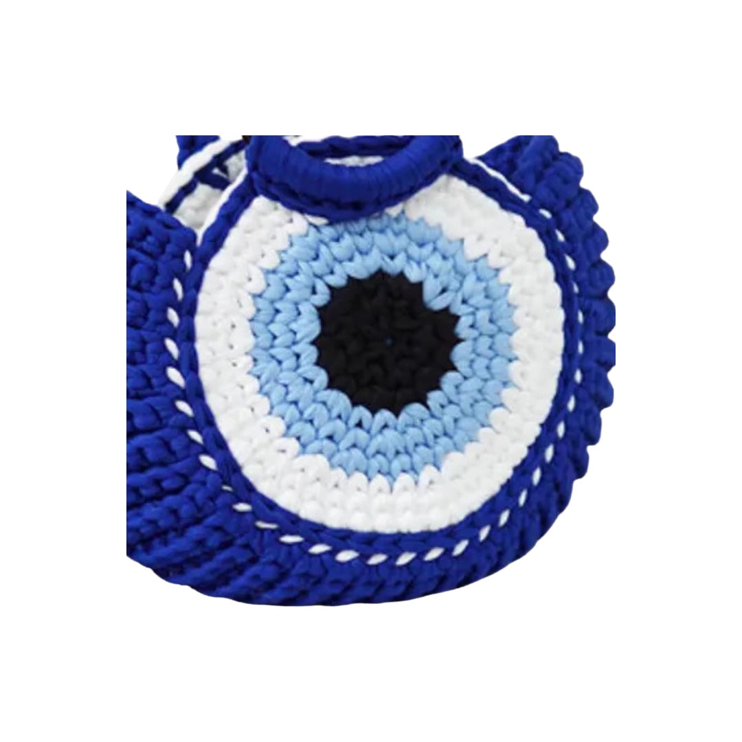 Blue Crochet Devil's Eye Vintage Style Dome Bag