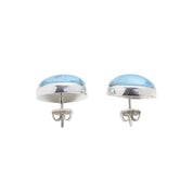 Sterling Silver Round Gemstone Larimar Stud Earrings