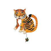 Stripes The Tiger Clock: Vibrant Hand-Painted Tiger with Enchanting Eyes and Unique Leaf&nbsp;