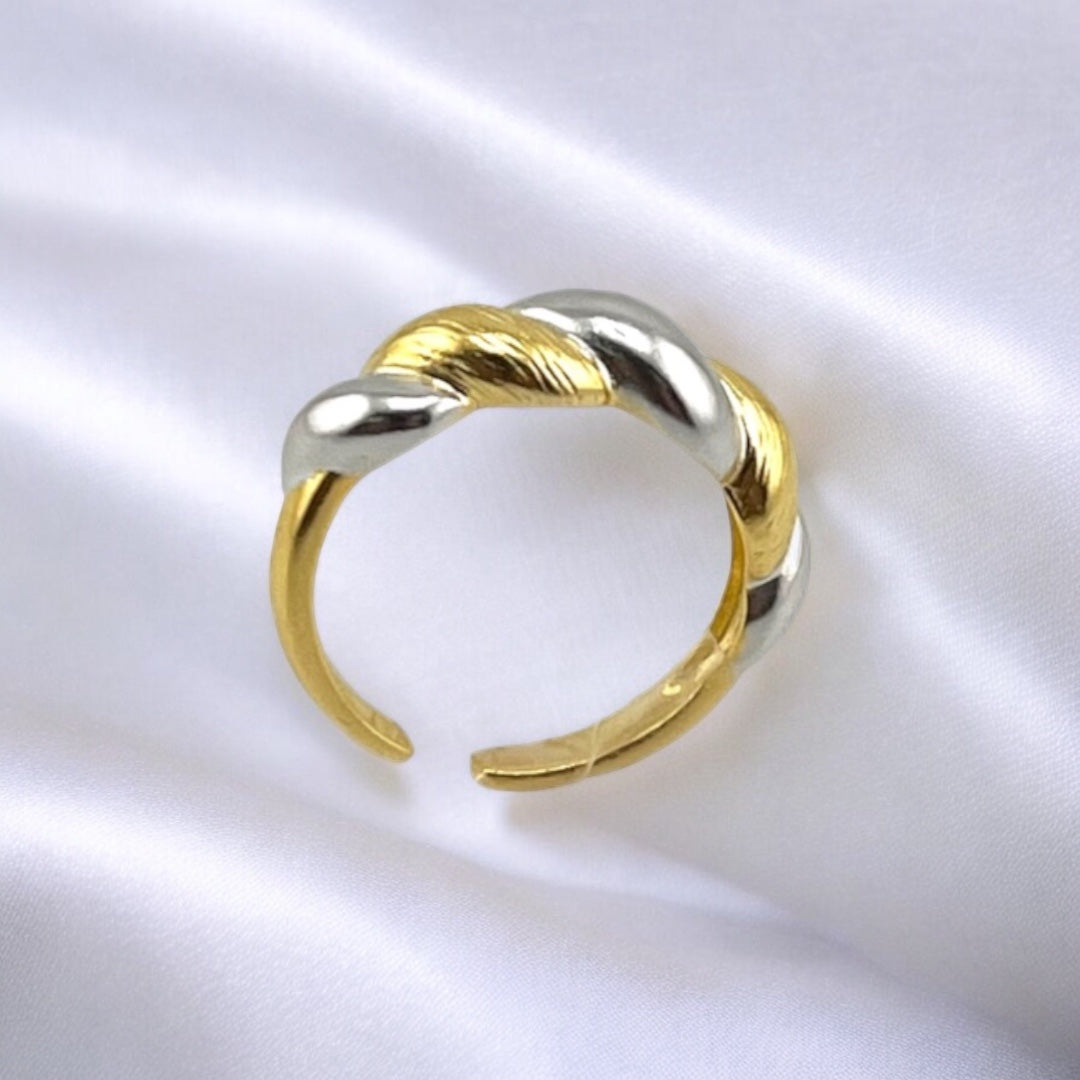 Gold-Plated, Sterling Silver, Adjustable Ring, Two-Tone, Loop Twist, Perfect Gift