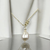 Gold-Plated, Sterling Silver, Freshwater Pearl, Pendant, Necklace, Irregular Pearl