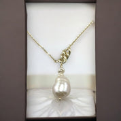 Gold-Plated, Sterling Silver, Freshwater Pearl, Pendant, Necklace, Irregular Pearl