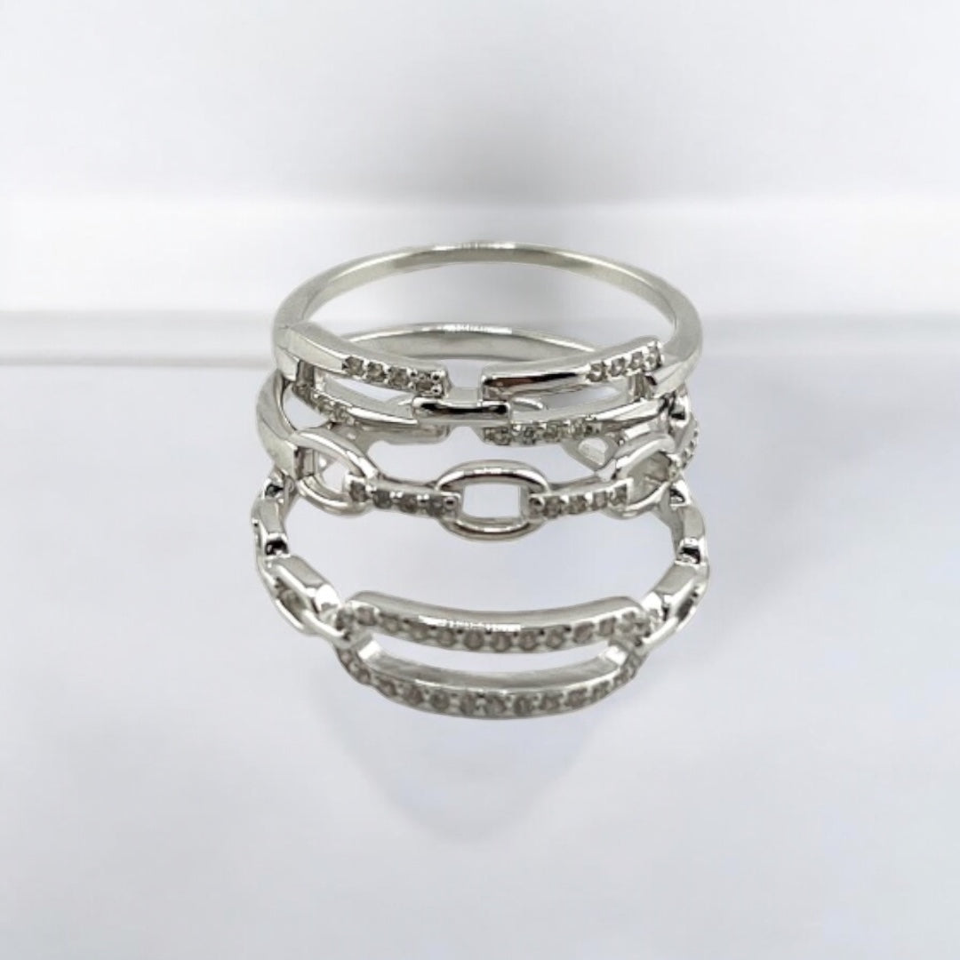 Sterling Silver, Zircon, Ring, Trio Set, Classic Elegance, Perfect Gift