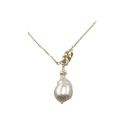 Gold-Plated, Sterling Silver, Freshwater Pearl, Pendant, Necklace, Irregular Pearl