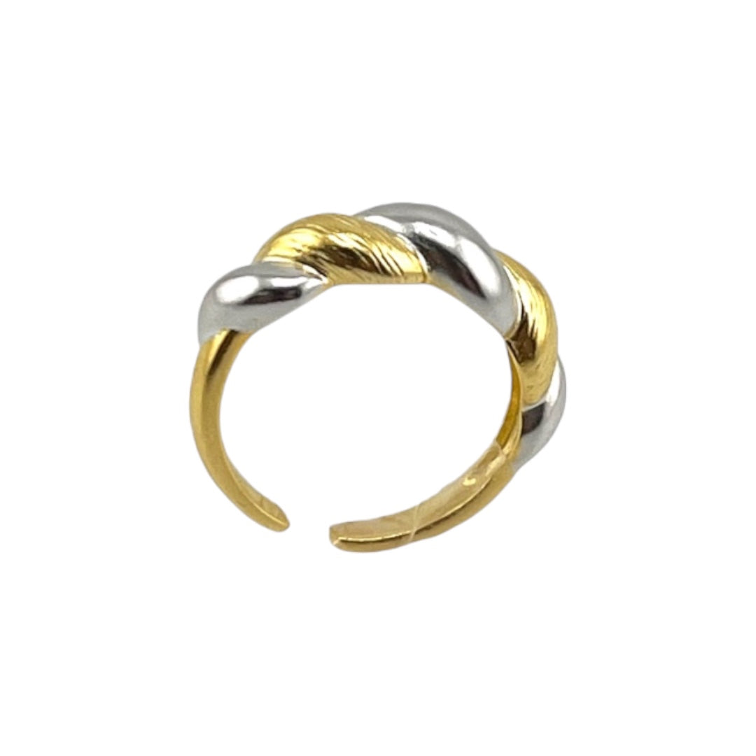 Gold-Plated, Sterling Silver, Adjustable Ring, Two-Tone, Loop Twist, Perfect Gift