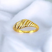 Gold-Plated, Sterling Silver, Zircon, Ring, Golden Wave, Timeless Elegance, Perfect Gift