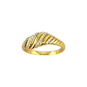 Gold-Plated, Sterling Silver, Zircon, Ring, Golden Wave, Timeless Elegance, Perfect Gift