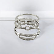 Sterling Silver, Zircon, Ring, Trio Set, Classic Elegance, Perfect Gift