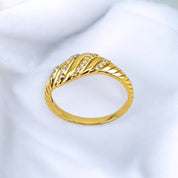 Gold-Plated, Sterling Silver, Zircon, Ring, Golden Wave, Timeless Elegance, Perfect Gift