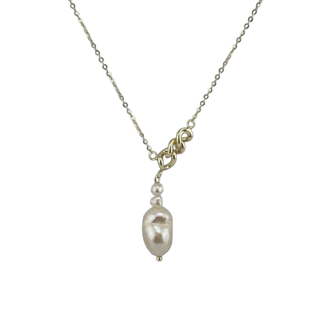 Gold-Plated, Sterling Silver, Freshwater Pearl, Pendant, Necklace, Irregular Pearl